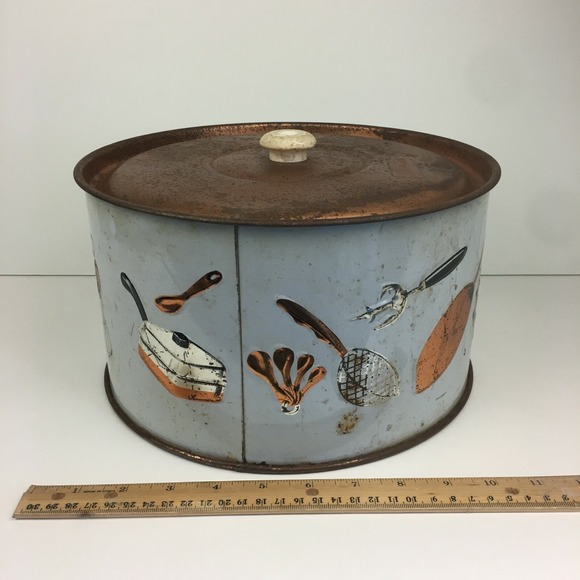 Weibro Chicago USA Lid Only Cake Cover Retro Vtg Copper White Color Rustic READ - Picture 3 of 11